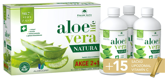 Pharma Activ AloeVeraLife NATURA 3x 1000ml + LIPOZOMAL vit. C 15 sáčkov