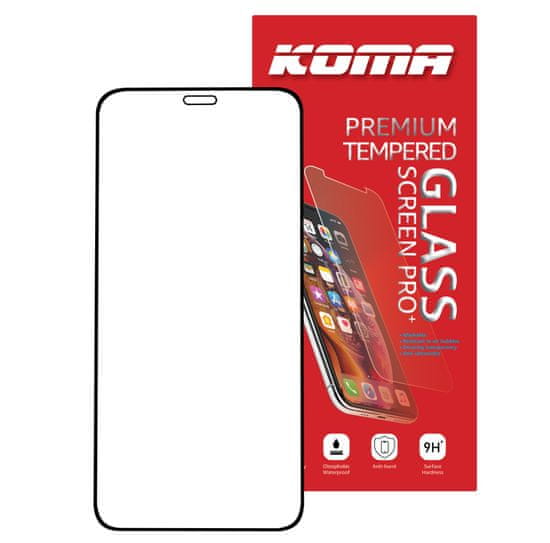 KOMA Tvrdené sklo Full Cover pre iPhone 12 / 12 Pro, 3D zaoblenie, tvrdosť 9H