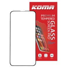 KOMA Tvrdené sklo Full Cover pre iPhone 13 Pro Max, 3D zaoblenie, tvrdosť 9H