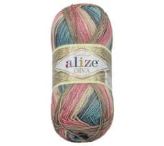 Alize Priadza DIVA BATIK - 100g / 350 m - béžová, ružová, zelená