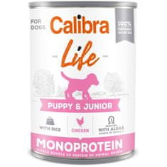 Calibra Dog Life konz. Puppy & Junior Chicken with rice 400g