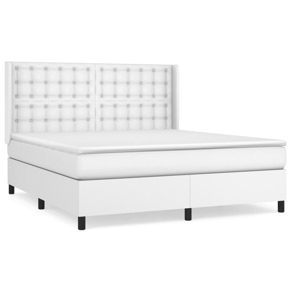 Vidaxl Boxspring posteľ s matracom biela 160x200 cm umelá koža