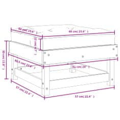 Vidaxl Záhradné podnožky s vankúšmi 2 ks sivé borovicový masív