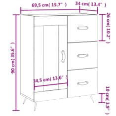 Petromila vidaXL Komoda biela 69,5x34x90 cm kompozitné drevo