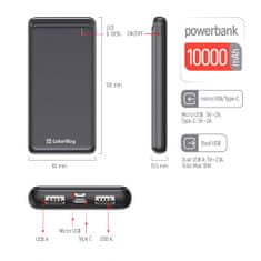 ColorWay PowerBank ColorWay 10 000 mAh Slim, Čierna (CW-PB100LPF2BK)