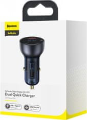 Noname Baseus Car Charger Particular Digital Display C+U, PD 3.0 QC 4.0+, SCP, PPS, 5A, 65W Dark Gray (CCKX-C0G)