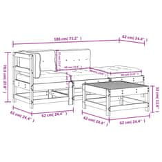 Vidaxl 4-dielna záhradná sedacia súprava s vankúšmi impreg. borovica