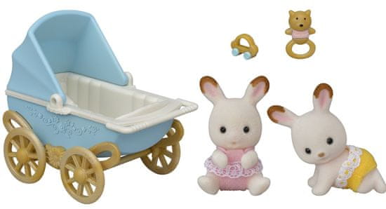 Sylvanian Families Dvojčata Chocolate králíků s kočárkem