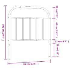 Vidaxl Kovové čelo postele biele 80 cm