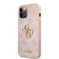 Guess Zadný kryt PU 4G Metal Logo pre iPhone 12/12 Pro Pink