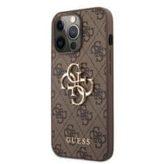 Guess Zadný kryt PU 4G Metal Logo pre iPhone 13 Pro Brown