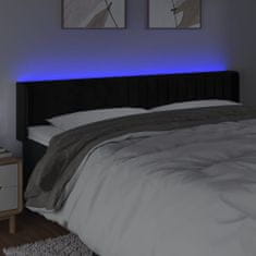 Vidaxl Čelo postele s LED čierne 163x16x78/88 cm zamat