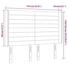 Vidaxl Čelo postele s LED modré 147x16x118/128 cm látka