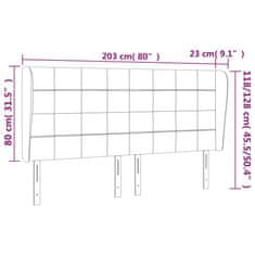 Vidaxl Čelo postele so záhybmi krémové 203x23x118/128 cm látka