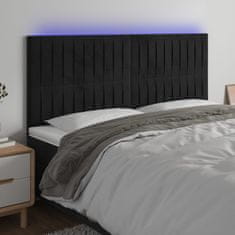 Vidaxl Čelo postele s LED čierne 180x5x118/128 cm zamat