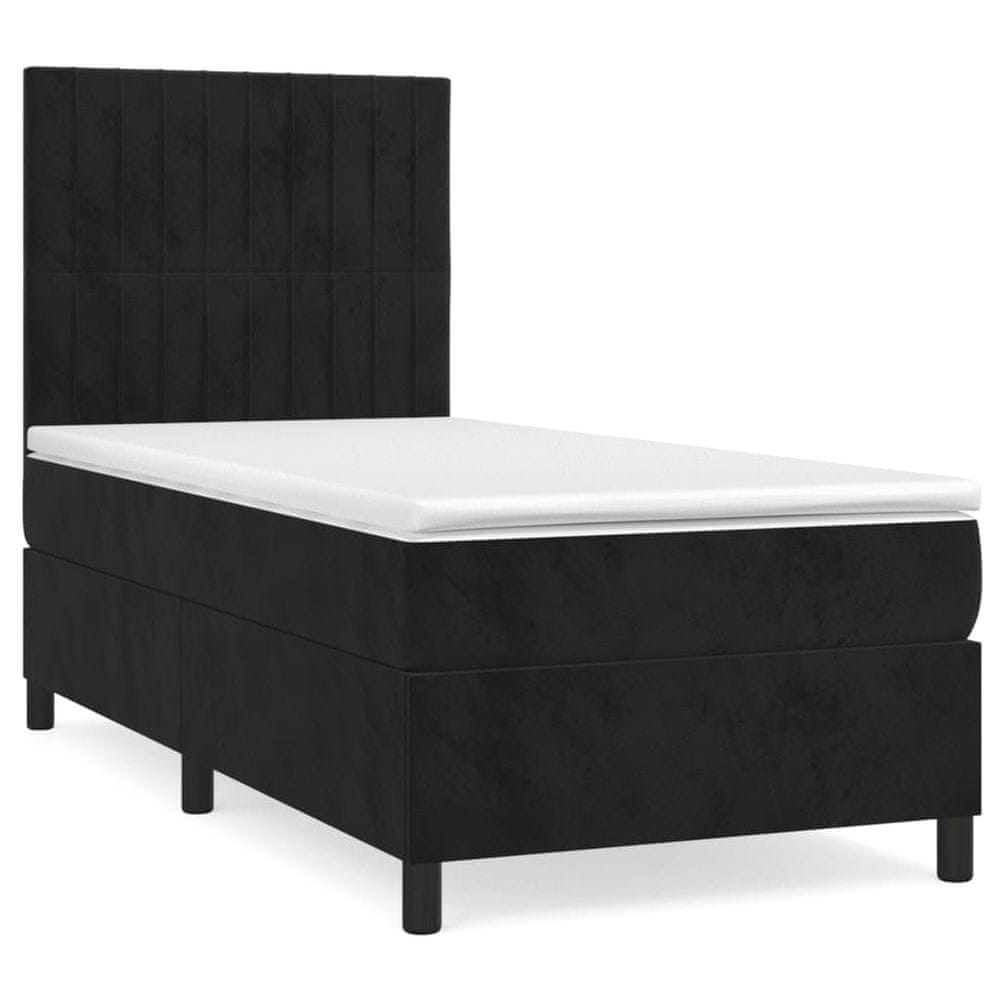 Vidaxl Posteľný rám boxspring s matracom čierny 80x200 cm zamat