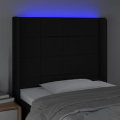 Vidaxl Čelo postele s LED čierne 103x16x118/128 cm látka