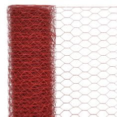 Vidaxl Drôtené pletivo, oceľ potiahnutá PVC 25x1,5 m, červené