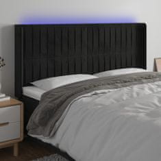 Vidaxl Čelo postele s LED čierne 163x16x118/128 cm zamat