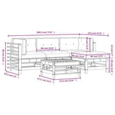 Vidaxl 5-dielna záhradná sedacia súprava s podložkami, drevený masív