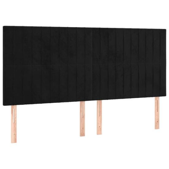 Vidaxl Čelo postele s LED čierne 200x5x118/128 cm zamat