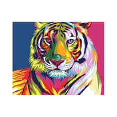 PIPPER. Maľovanie podľa čísiel "Farebný tiger" 50x40 cm, plátno vypnuté na ráme