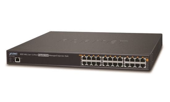 Planet HPOE-1200G PoE injektor 12x 1Gb, 802.3at 30/340W, PING watchdog+scheduler