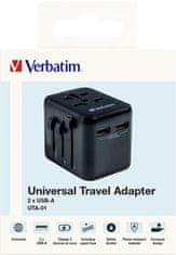 VERBATIM Cestovný adaptér "UTA-01", univerzálny, 2x USB, 49543