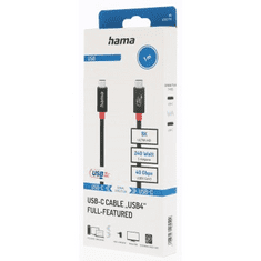 HAMA USB-C kábel USB4, 1 m, 40 Gb/s, 240 W