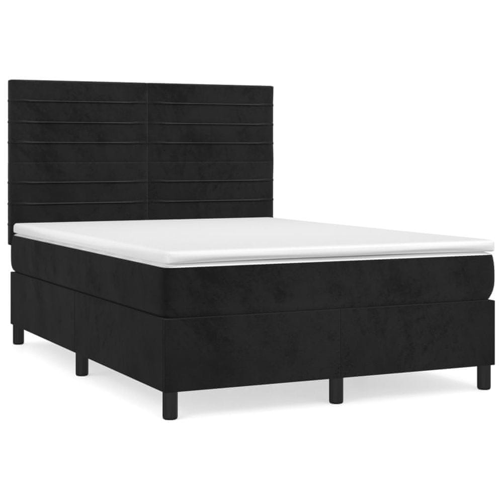 Vidaxl Posteľný rám boxspring s matracom čierny 140x200 cm zamat