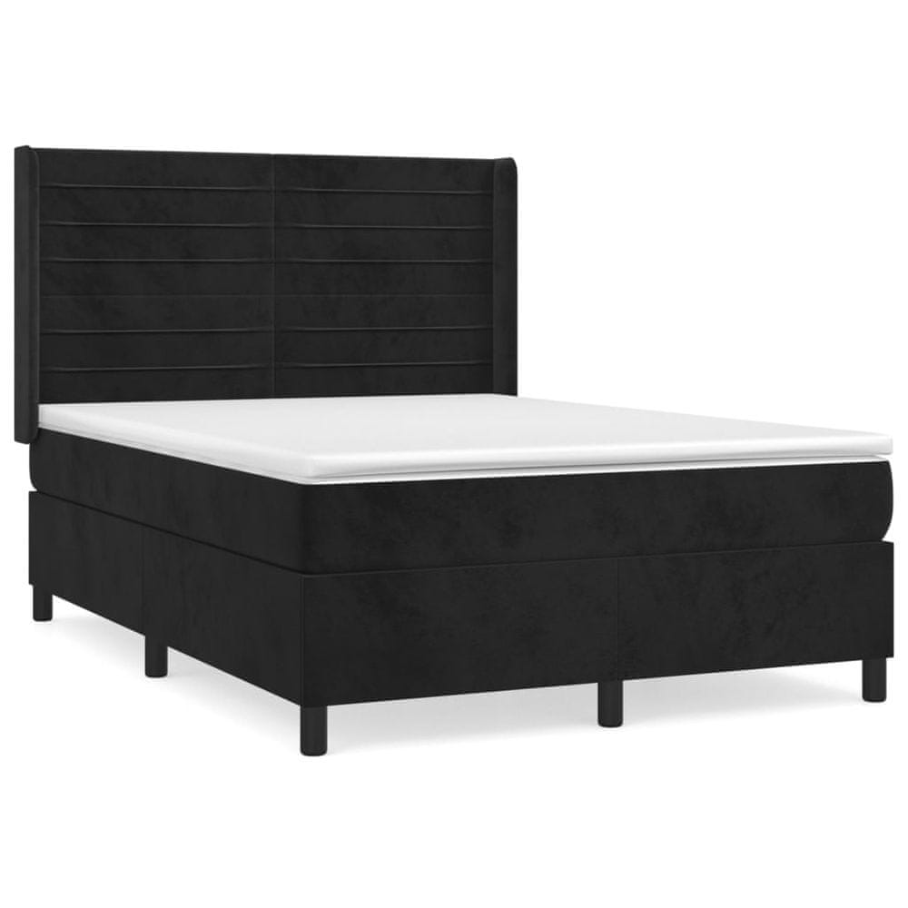 Vidaxl Posteľný rám boxspring s matracom čierny 140x200 cm zamat