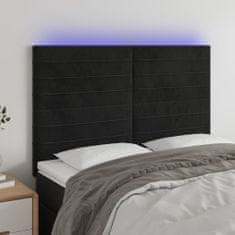 Vidaxl Čelo postele s LED čierne 144x5x118/128 cm zamat