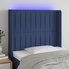 Vidaxl Čelo postele s LED modré 93x16x118/128 cm látka