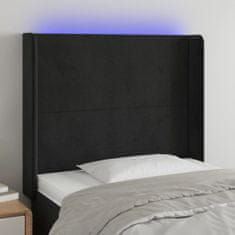 Vidaxl Čelo postele s LED čierne 103x16x118/128 cm zamat