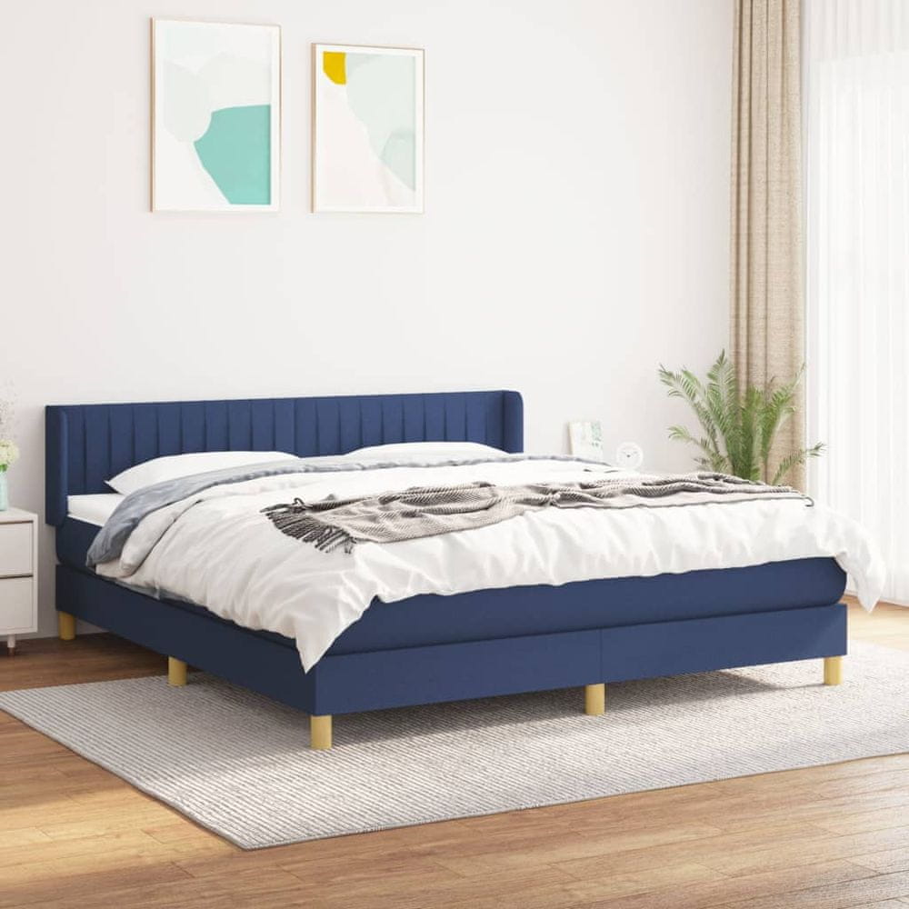 Vidaxl Posteľný rám boxspring s matracom modrý 180x200 cm látka