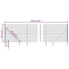 Vidaxl Drôtený plot s kotviacimi hrotmi antracitový 1,4x10 m