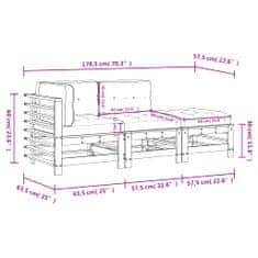 Vidaxl 3-dielna záhradná sedacia súprava s vankúšmi čierna masív
