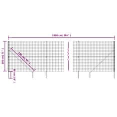 Vidaxl Drôtený plot s kotviacimi hrotmi zelený 1,8x10 m