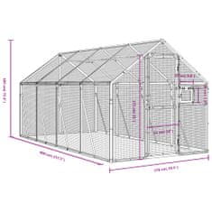 Vidaxl Voliéra strieborná 1,79x4x1,85 m hliník