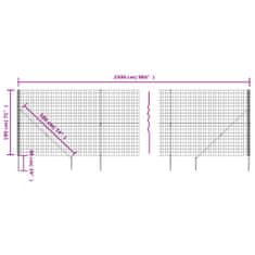 Vidaxl Drôtený plot s kotviacimi hrotmi antracitový 1,8x25 m