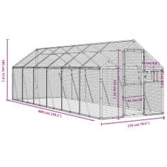 Vidaxl Voliéra strieborná 1,79x6x1,85 m hliník