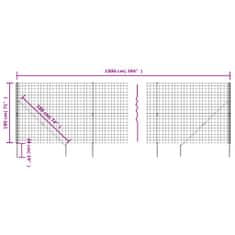 Vidaxl Drôtený plot s kotviacimi hrotmi antracitový 1,8x10 m