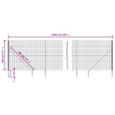 Vidaxl Drôtený plot s kotviacimi hrotmi antracitový 1,8x10 m