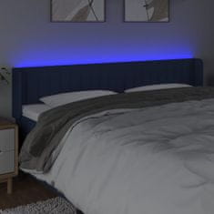 Vidaxl Čelo postele s LED modré 183x16x78/88 cm látka