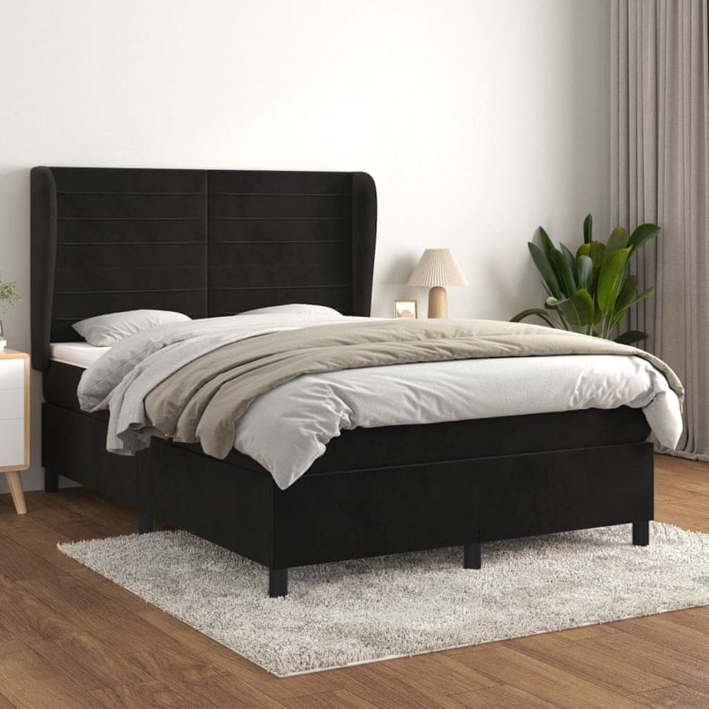 Petromila vidaXL Posteľný rám boxspring s matracom čierny 140x200 cm zamat