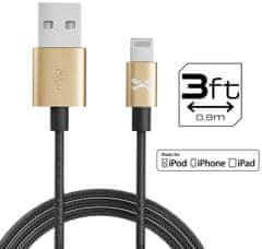 Ghostek Kábel - NRGline Apple Lightning 0,9m , Black/Gold (GHOCBL014)