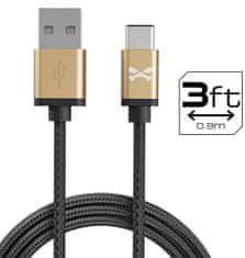 Ghostek Kábel - NRGline USB-C 0,9m , Black/Gold (GHOCBL002)