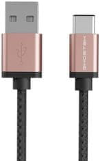 Ghostek Kábel - NRGline USB-C 0,9m , Black/Rose (GHOCBL003)