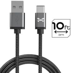 Ghostek Kábel - NRGline USB-C 3m , Black/Graphite (GHOCBL012)