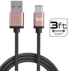 Ghostek Kábel - NRGline USB-C 0,9m , Black/Rose (GHOCBL003)